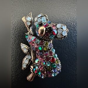 Colorful Rhinestone Koala Brooch
